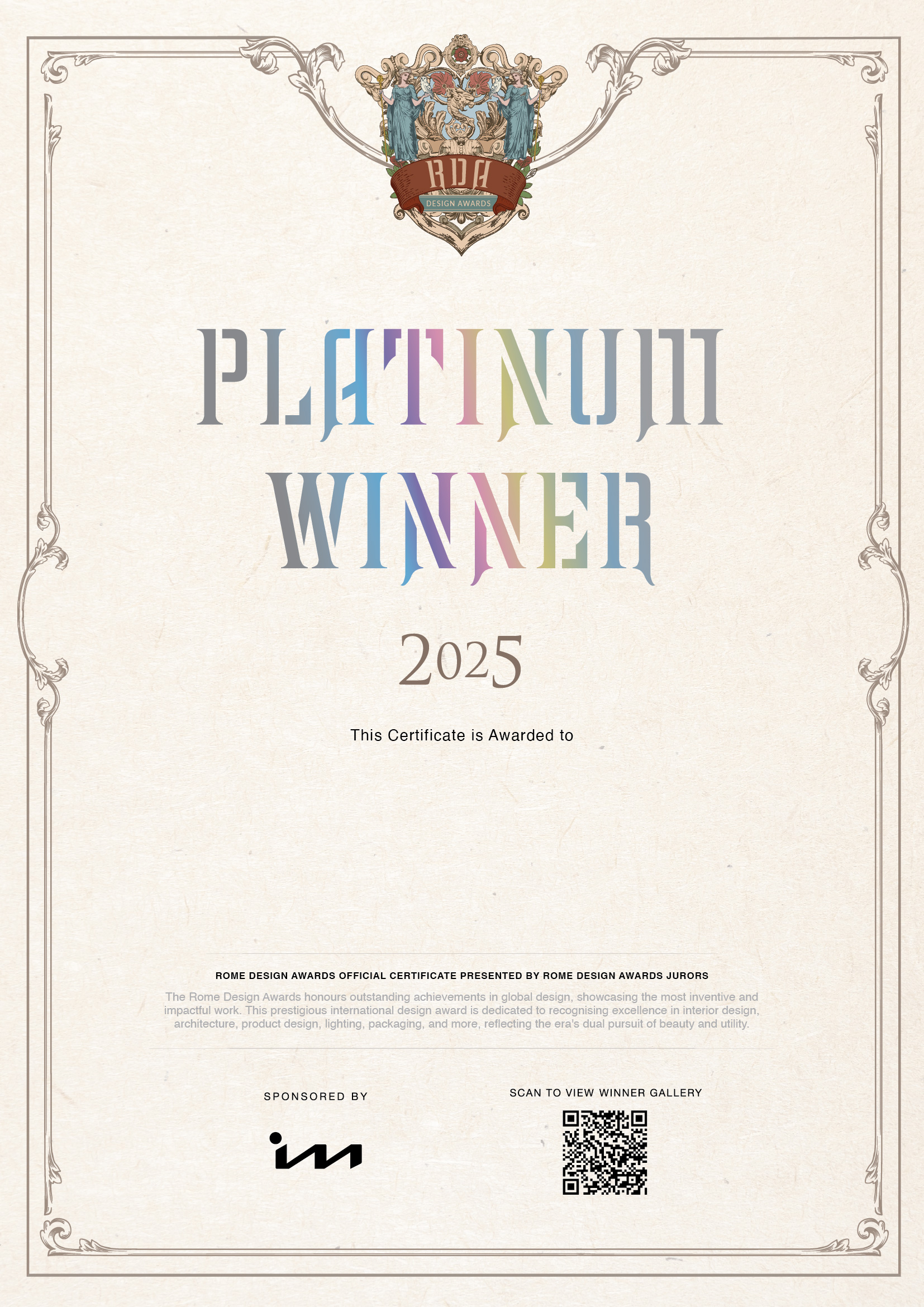 2025 Rome Design Certificate