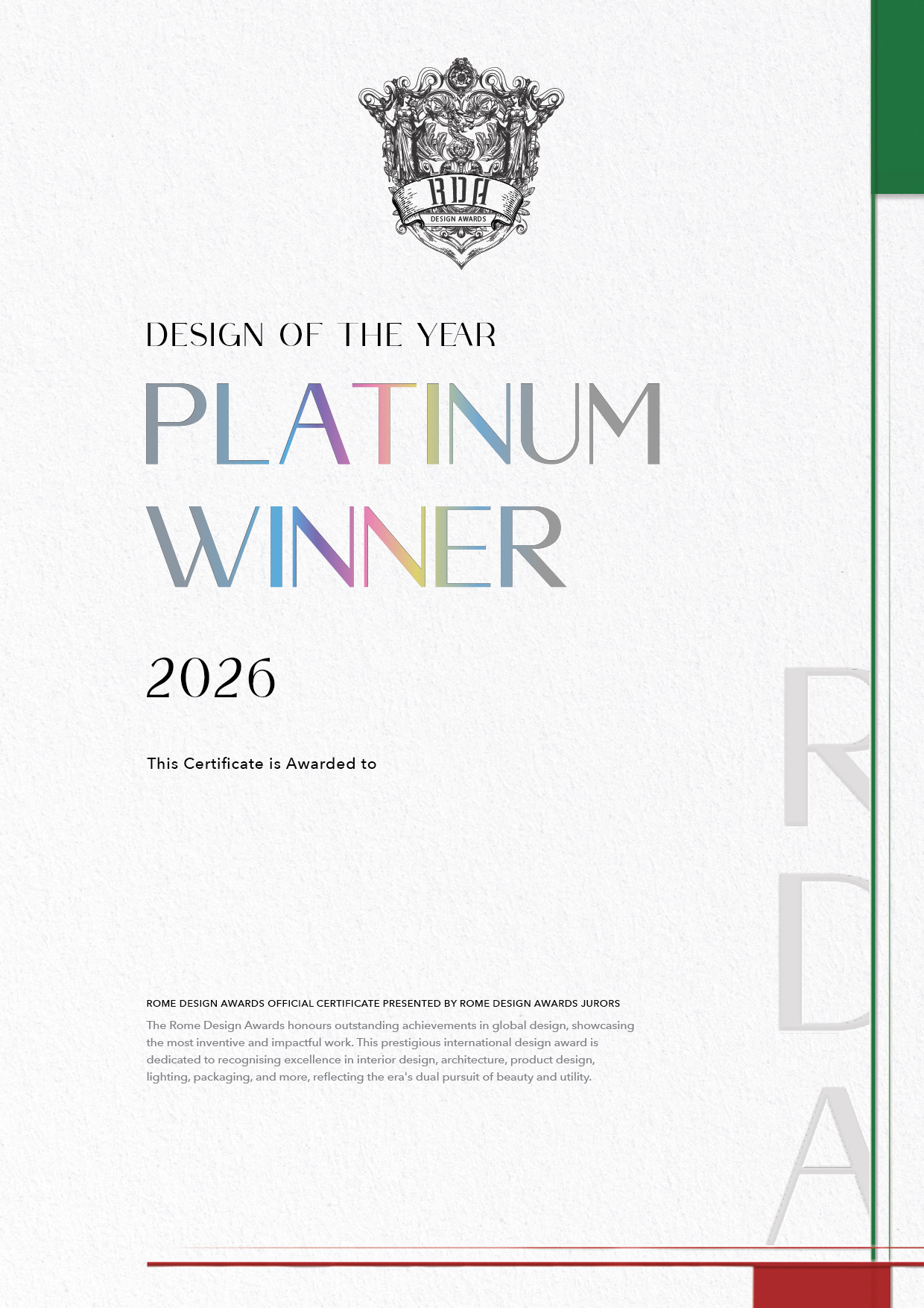 2026 Rome Design Certificate