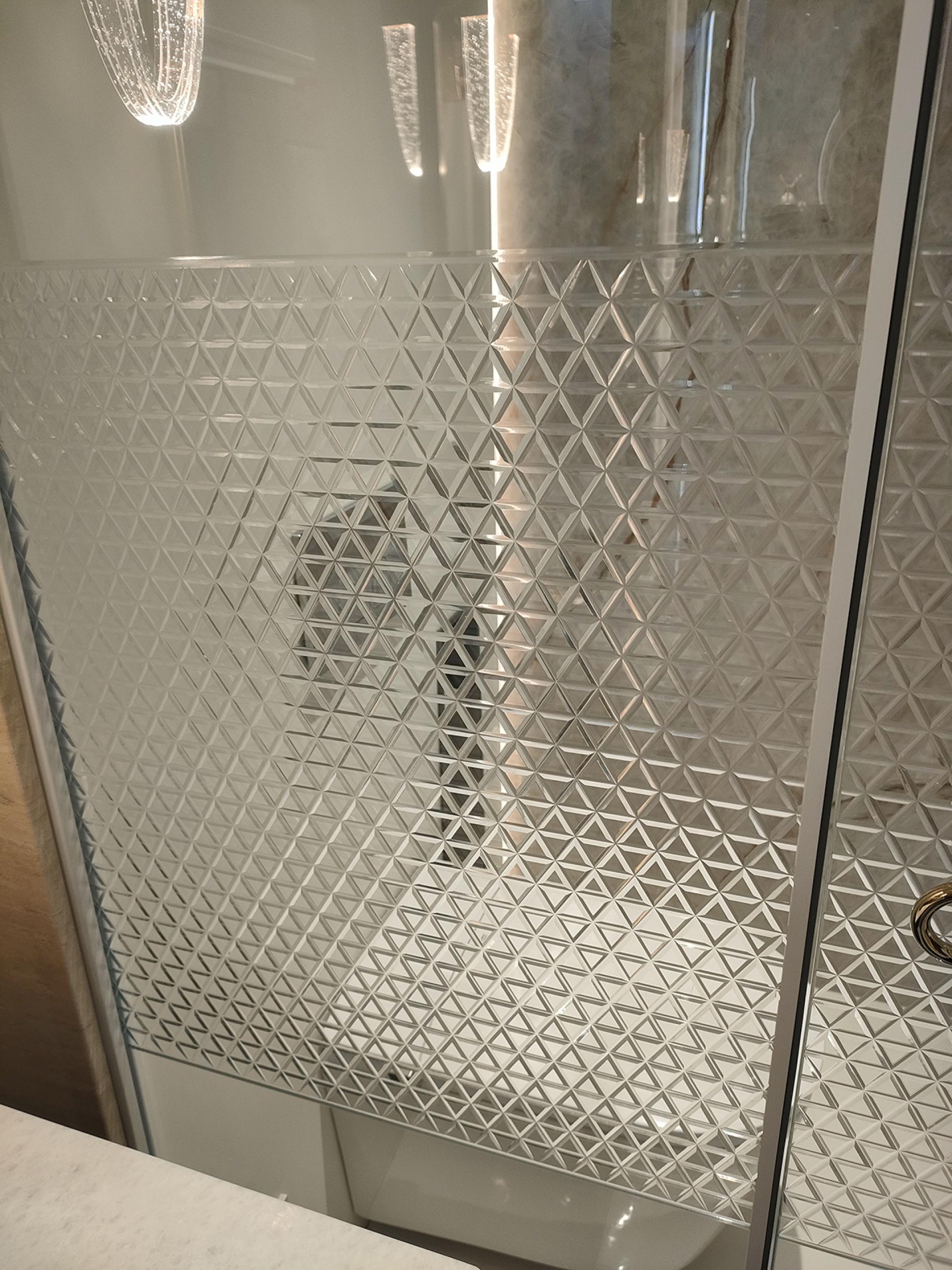 London Design Awards Winner - Carved Glass Shower Enclosure