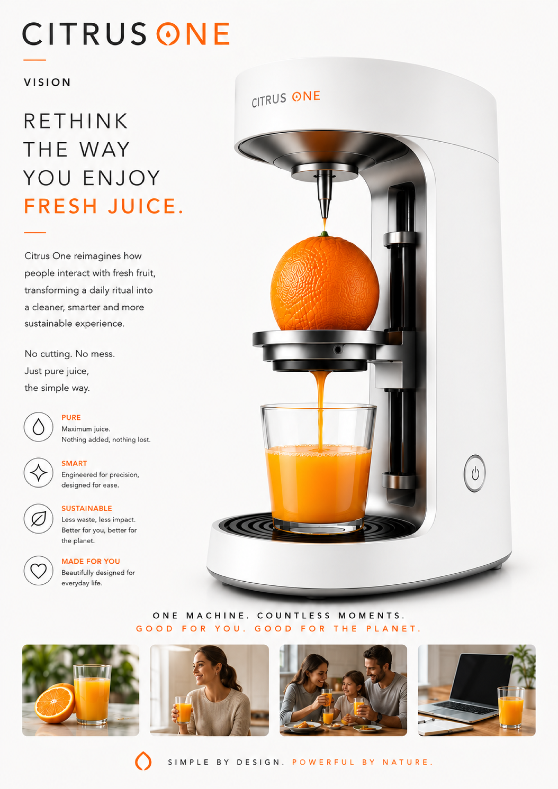 London Design Awards Winner - CITRUS ONE – The First Citrus Juicer That Extracts Juice Wit