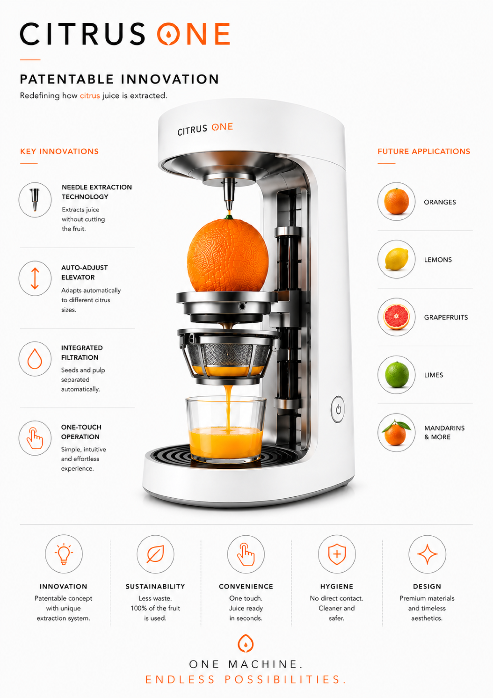 London Design Awards Winner - CITRUS ONE – The First Citrus Juicer That Extracts Juice Wit