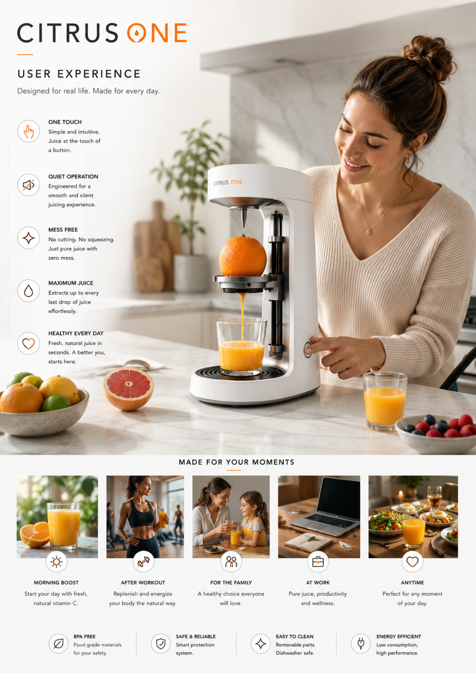 London Design Awards Winner - CITRUS ONE – The First Citrus Juicer That Extracts Juice Wit